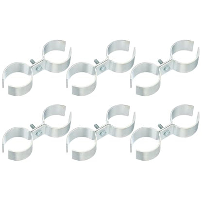 HARFINGTON 6pcs Chain Link Fence Panel Clamps 1-5/8" Galvanized Dog Kennel Clamps Fence Connector Temporary Dog Cage Hardware Parts with Bolts and Nuts for Round Pipe Panel Frame Cage - size: 1-5/8"