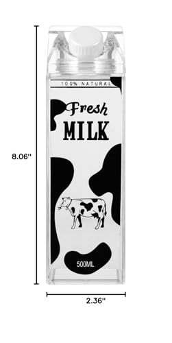 Cabilock Printed Milk Bottle 8.07In Leakproof Milk Storage Container Compact Beverage Jug for Cold Drinks Juice Tea Portable Travel and Refrigerator Use