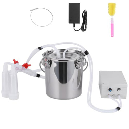 Automatic Pulsating Goat Milking Machine, 14L Stainless Steel Bucket Portable Sheep Milker with Food-Grade Silicone Cups and Adjustable Suction for Farm Home Use Dairy Equipment M - size: M