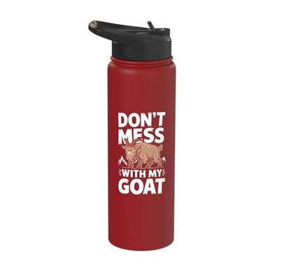 Don´t Mess With My Goat Cute Coat Pygmy Goat Farmer Stainless Steel Insulated Water Bottle - color: Red