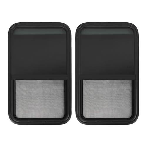 Vertical Sliding Black RV Window for Teardrop, Cargo, Horse Trailer, Marine Camper Window Replacement,18" Wide x 30" Tall, 2 Pack (18"x30") - size: 18"x30"