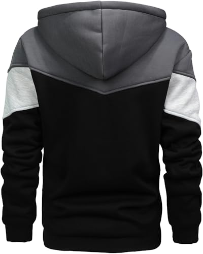 Men's Winter Fleece Thermal Jackets for Men Sherpa Lined Hoodies Warm Thick Jacket Outerwear - color: 995irongrey Grey Black, size: Medium
