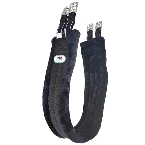 Majestic Ally Mink Fleece Padded Girth with Heavy Duty Elastics & Stainless Steal Hardware Brown -42",44",46",48" and 50" - color: Black, size: 52 Inch