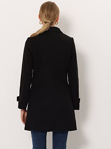 Allegra K Women's Winter Overcoat Peter Pan Collar Single Breasted Pea Coat - color: Black, size: Small