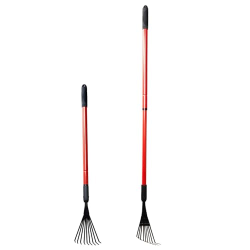 Extendable Handle Shrub Rake for Clean Debris Lawn Shrub Bush and Flowers | Small, light rake makes cln up a snap for garning, cping, or landsping. the telescopic handle extends up to 47.6-inches