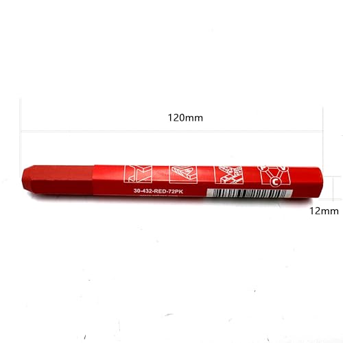 Zeluga 4.7in. x 0.47in. Hex Shape Industrial Lumber Marking Crayons for Clear and Permanent Markings, Red 12 Pack - color: Red, size: 1 Count (Pack of 12)