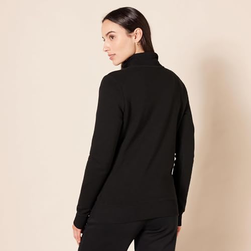Amazon Essentials Women's Long-Sleeve Fleece Quarter-Zip Pullover Sweatshirt, Kangaroo Pocket (Available in Plus Size) - color: Black, size: X-Small