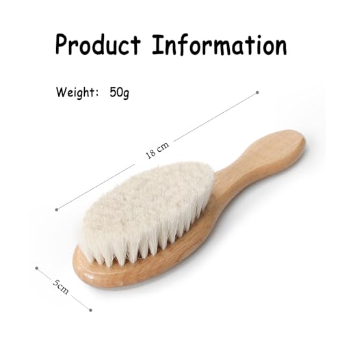 BoAn Wooden Baby Hair Brush,Natural Soft Goat Bristles,Cradle Cap Brush for Newborns & Toddlers,Perfect Scalp Grooming Product for Infant