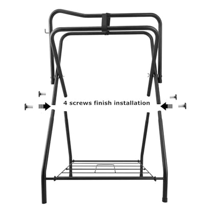 Folding Saddle Rack Heavy Duty Freestanding Horse Saddle Stand Detachable Saddle Rack Stand with Bottom Storage for English & Western Saddles