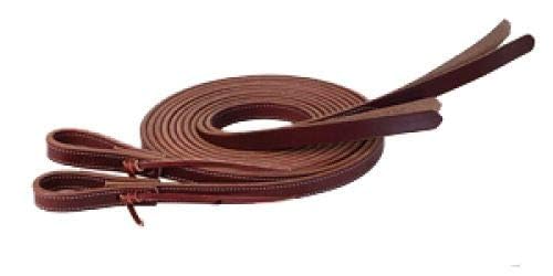 Showman 8' X 5/8" Double Stitched Leather Split Reins w/Split Popper Ends