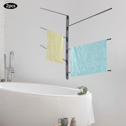 Wall Mounted Saddle Blanket Rack 2 Pack – 180° Swivel Rods for Easy Access, 5.51in Spacing for Airflow – Rust Resistant Carbon Steel, Holds Blankets, Backpacks, Towels – Home, Stable, Garage Storage