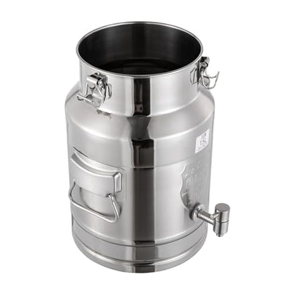 Milk Can Thickened 304 Stainless Steel Wine Pail Bucket Heavy Duty Liquid Storage Barrel Transport Cans Tote Jug with Sealed Lid & Faucet 15L/3.96Gallon - size: 15L/3.96Gal