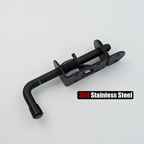 JQK Spring Loaded Latch Pin, 304 Stainless Steel Barrel Bolt Thickened 2mm Door Lock, 5 Inch Black (1 Pack), HSB300-BK - color: Black, size: 5Inch - 1Pack