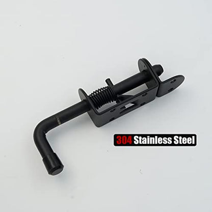 JQK Spring Loaded Latch Pin, 304 Stainless Steel Barrel Bolt Thickened 2mm Door Lock, 5 Inch Black (2 Pack), HSB300-BK-P2 - color: Black, size: 5Inch - 2Pack