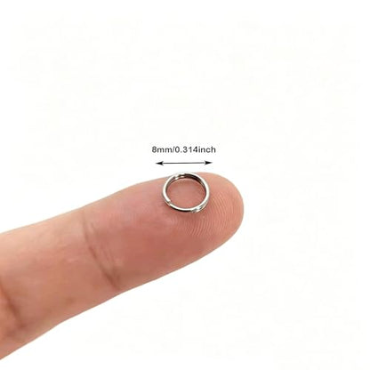 200pcs Silver Jump Ring Split Keyring Mental Connectors for Keychains, Jewelry Making, Pet Collars, Crafts 8mm - size: 8mm