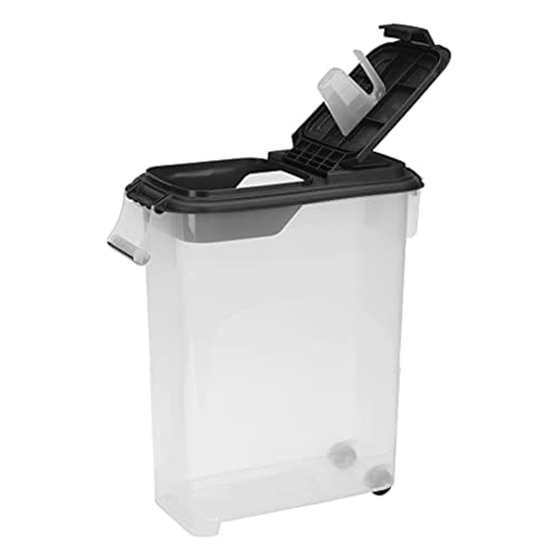 Buddeez Airtight Rolling Pet Food Storage Container, 50 Quart, with Scoop - color: Black, size: 1 Pack (50 Quart)
