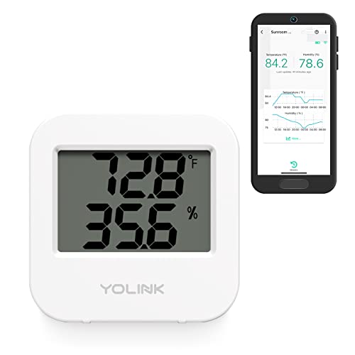 Smart Temperature Humidity Sensor Works w/Alexa IFTTT, 1/4 Mile Super Long Range Wireless Digital Hygrometer Indoor Thermometer Humidity Meter Temperature Humidity Monitor Sensor -YoLink Hub Required