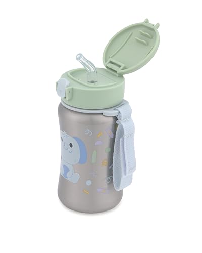 Skip Hop Toddler Sippy Cup with Straw, BPA-Free, Holds 12 oz. Stainless Steel Straw Bottle, Besties Squad, Elephant - color: Besties Squad Elephant