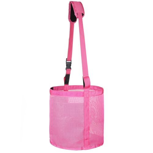 Heavy Duty Durable Waterproof Horse Feed Bag with Adjustable Strap - color: Rose Pink