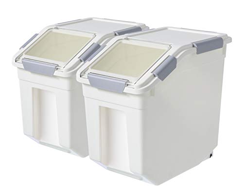 LISM 2 Pack Dog Food Storage Container with Scoop,Large Airtight Pet Dog Food Bin,Container for Dog Treats Rice,Dog Cat Dry Food Bin,Baking Supplies,Flour,Rice,Kitchen Pantry Cereal(15 LB)