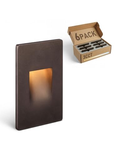 LEONLITE 6-Pack 3CCT 120V LED Step Lights, Vertical, Oil Rubbed Bronze - color: Oil-Rubbed Bronze, size: 2.87 Inch