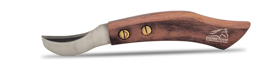 Equine Care Farrier Loop Hoof Knife, J2 Stainless Steel, Wood Handle