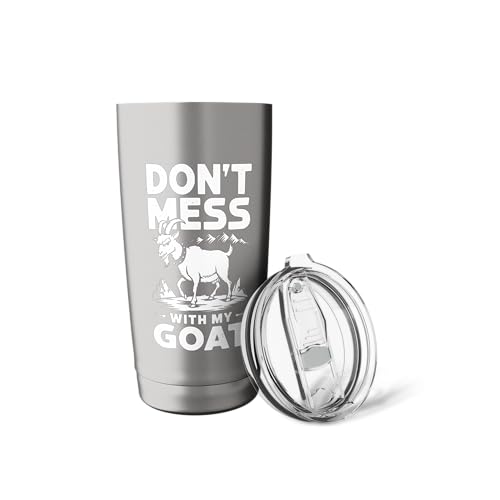 Don´t Mess With My Goat Cute Coat Pygmy Goat Farmer Stainless Steel Insulated Tumbler - color: Brushed Steel