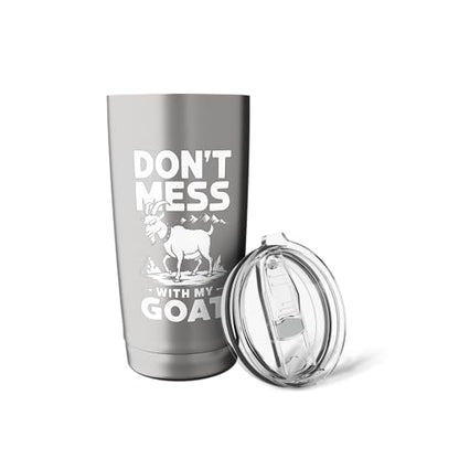 Don´t Mess With My Goat Cute Coat Pygmy Goat Farmer Stainless Steel Insulated Tumbler - color: Brushed Steel