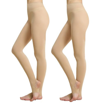 MANZI Women's Stirrup Tights Convertible Dance Tights Adult Women for Ballet Pack of 2 - color: Nude, size: Small-Medium