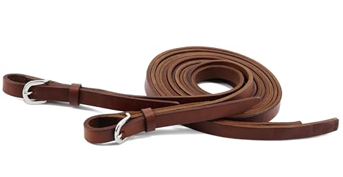 Leather Horse Harness Split Reins with Stainless Steel Hardware, 5/8" x 7', Heavy Oiled Supple Reins