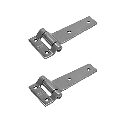 TCH Hardware 5-inch Stainless Steel Strap Tee Hinge, 2 Pack; Heavy Duty | Garage, Barn Door, Gate, Shed, Cargo Box, Trailer and Truck Strap T-Hinge | (2 Pack, Silver) - color: Silver, size: 5 Inch