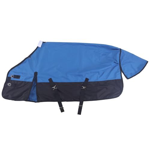 1200D Horse Blanket, 0g No-Fill Waterproof Turnout Rain Sheet - color: Blue Black, size: 84"