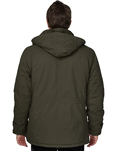 WenVen Men's Winter Thicken Fleece Cotton Military Parka Jacket Warm Coat - color: Army Green, size: Large