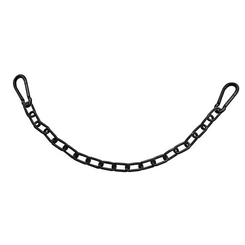 Black Heavy Duty Hanging Chains with 2 Carabiners, Chair Hardware for Indoor Outdoor Playground Hammock Punching Bags 800 LB Capacity Small Chain Double Clips (Black Metal-1 PCS)