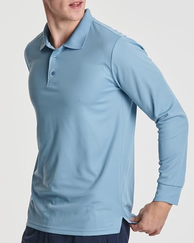 3 Pack Mens Long Sleeve Polo Shirts Dry Fit Golf Work Casual Collared Tops - color: Set 9, size: 3X-Large