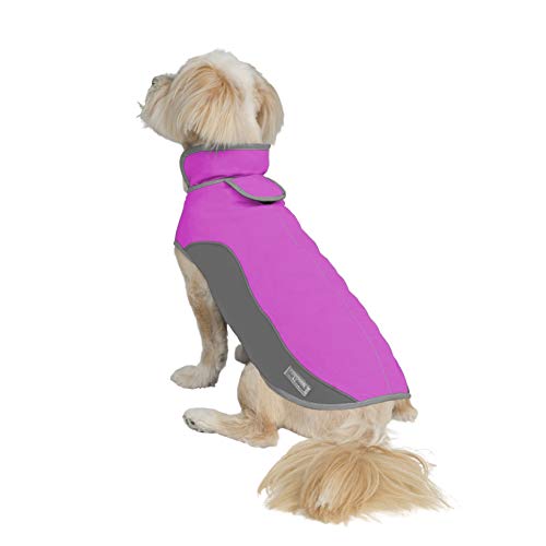 Jacket for All Dogs, Fleece-Lined, Waterproof Doggie Vest, Reflective Pet Parka (6800) (X-Small, Pink and Grey) - color: Pink/Grey, size: X-Small