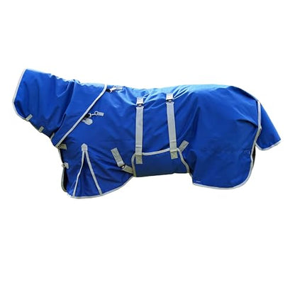 Horse Blanket, 1200D Water Resistant Winter Turnout Blanket, Winter Horse Blanket with Neck Cover and Belly Wrap Medium Weight with 220-Gram Polyester Poly Filling Liner,(155cm-81inch, Blue) - size: 155cm-81inch