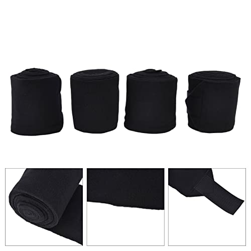 4Pcs Horse Leg Warp, Polyester Self Adhesive Breathable Wear Resistant Animal Leg Bandage for Cows Horses - color: Black