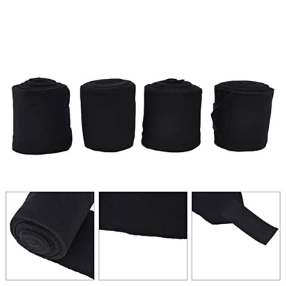 4Pcs Horse Leg Warp, Polyester Self Adhesive Breathable Wear Resistant Animal Leg Bandage for Cows Horses - color: Black