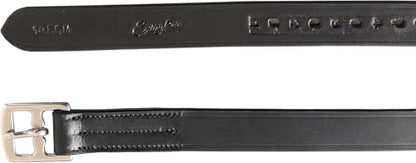 Exion Pre-Stretched English Stirrup Leathers | Non-Stretch Genuine Leather Stirrup Straps for English Saddles | 18 Numbered Holes Stainless Steel Buckles | Pair Black Havana Oak 48 54 58 62 - color: Black, size: 150 cm / 60"