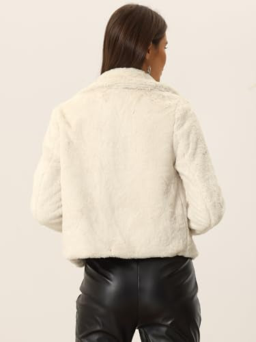 Allegra K Women's Cropped Faxu Fur Jacket Lapel 2026 Winter Fur Coat Outfit - color: Apricot, size: Small