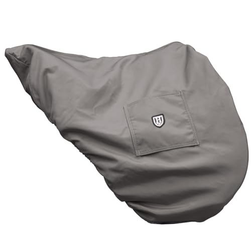 Harrison Howard Premium English Saddle Cover, Waterproof & Breathable Fleece-Lined Protective Saddle Cover - color: Charcoal Grey, size: Dressage-One Size