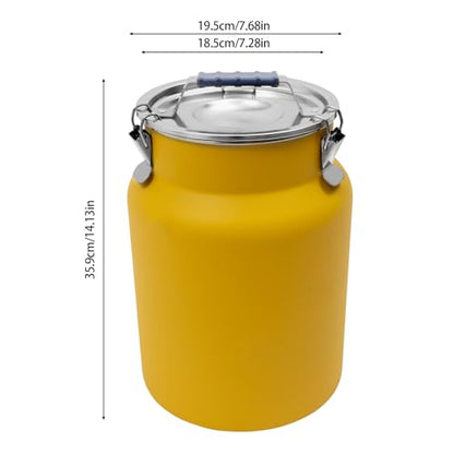 DYNAMI 3.2Gal Stainless Steel Airtight Canister,Large Metal Food Storage Container,Stainless Steel Bucket Milk Can Milk Jug With Lid&Handle, for Kitchen Rice Flour Coffee Bean (Yellow) - color: Yellow