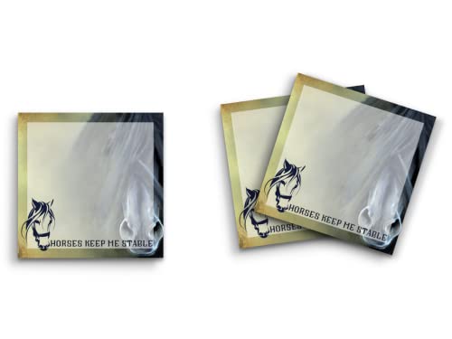 Butler in the Home Sticky Notes 3 Pack 3"x3" 50 Sheet Count Per Pad, Horses Keep Me Stable, Cute Funny Memo Note Pads Stationery Journal Planner Paper - size: 3 Pack