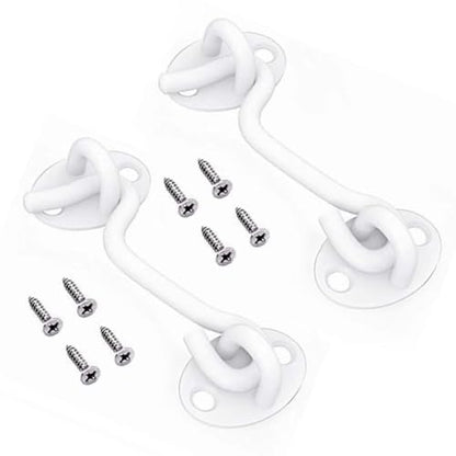 Privacy Hook and Eye Latch Easy Lock for Barn Door, Black (3 INCH-White-2PCS) - size: 3 INCH-White-2PCS