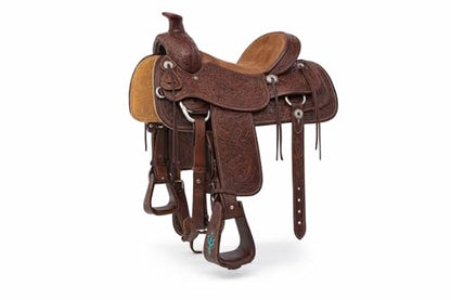 Horse Western Turquoise Cactus Tooled Leather Covered Saddle Stirrups 51238 - color: Brown Cactus