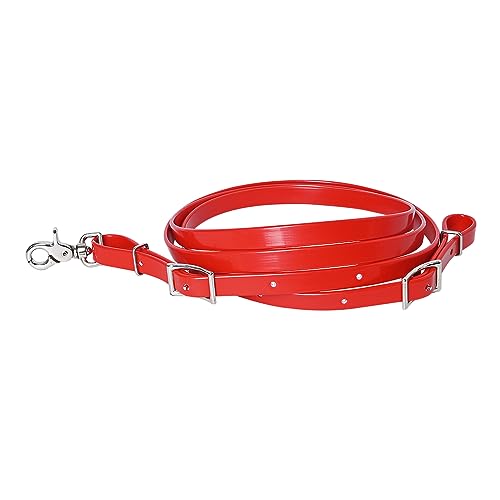 HILASON Western Horse Biothane Leather Rein, Full Size - color: Red
