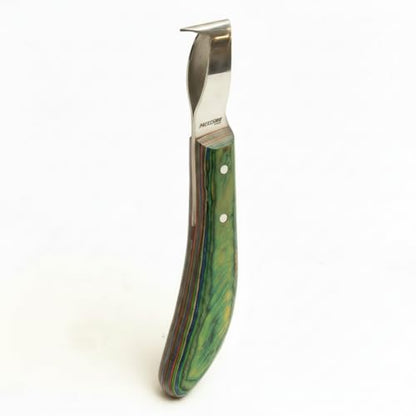 Premium Japanese Stainless Steel Long Loop Hoof Knife with a rhino hook and Smooth Wooden Handle - Perfect for Better Hoof Cleaning