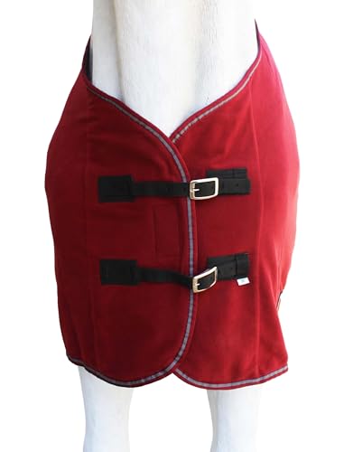 76" Horse Polar Fleece Cooler Exercise Blanket Wicks Moisture 43F09 - color: Burgundy Grey, size: 76 inches