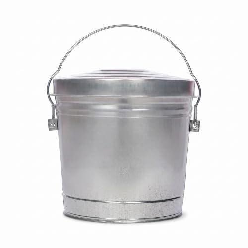 6 Gallon Galvanized Steel Storage Container with Locking Lid, Wire Handle